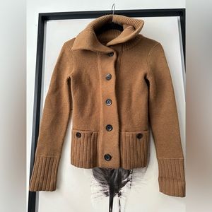 Vintage J Crew Dark Tan Cardigan XS Waffle knit Spring